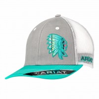 Ariat s Hat Baseball Cap Serape Indian Chief Patch Grey Truquoise 1515306 701340601871 eb-27493296